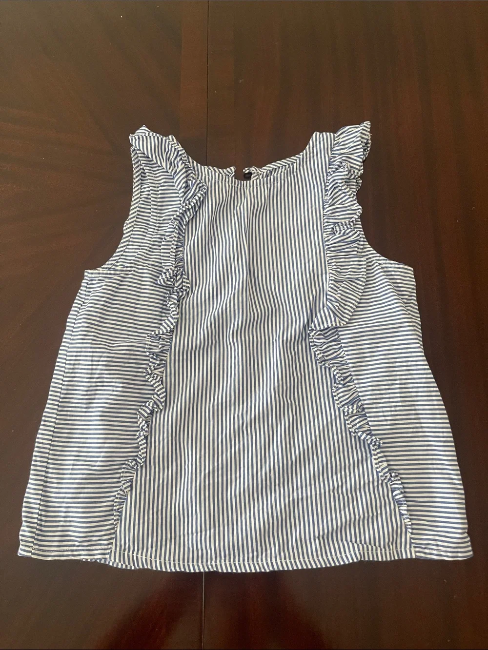 Girl’s Striped Ruffle Tank & Shorts Set - Blue/White size 12